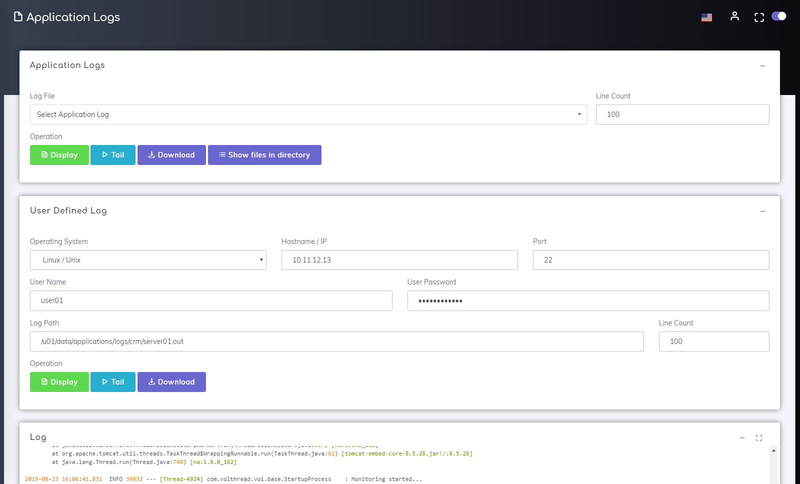 Log Monitoring Console